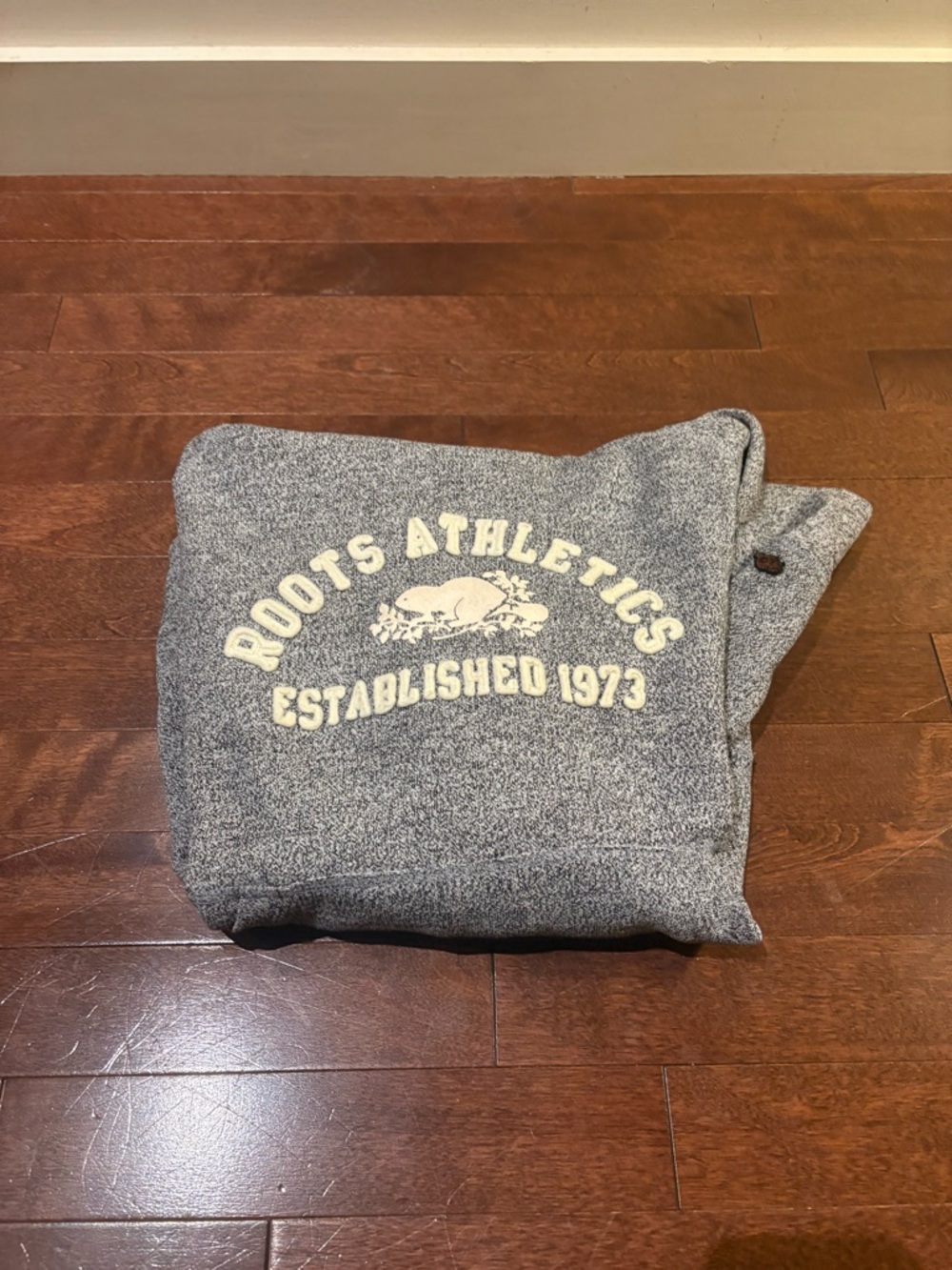 Roots Heather Grey Pullover with White Logo